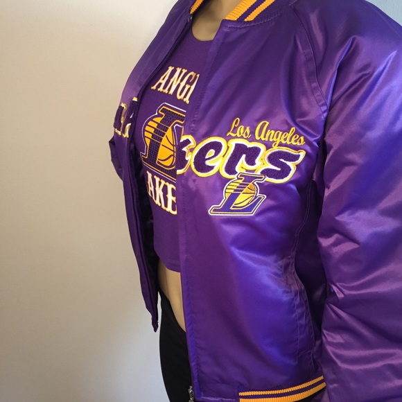 2 pc Lakers crop top and jacket - Picture 2 of 6